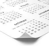 タイプライターフォントミニマリスト2022カレンダー ポスター (角)