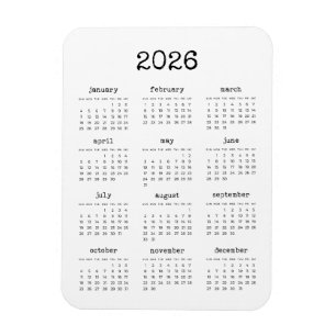 タイプライターフォントミニマル2023カレンダー マグネット