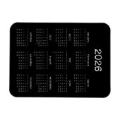 タイプライターフォントミニマル2025黒カレンダー マグネット (横)