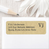 タイプライターフォントモノグラム差出人住所 素朴 ラベル (インサイチュ)