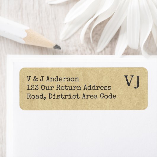 タイプライターフォントモノグラム差出人住所 素朴 ラベル (インサイチュ)