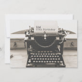 タイプライターフォント誕生日(ANY)招待状ヴィンテージインク 招待状 (裏面)