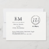 タイプライターフォント60th誕生日招待状ヴィンテージインク 招待状 (正面)