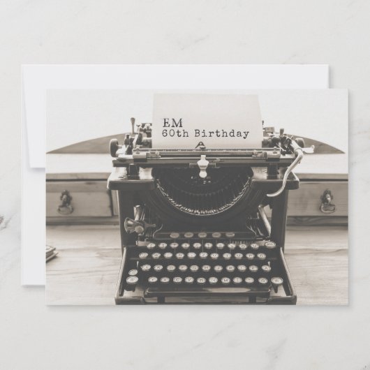 タイプライターフォント60th誕生日招待状ヴィンテージインク 招待状