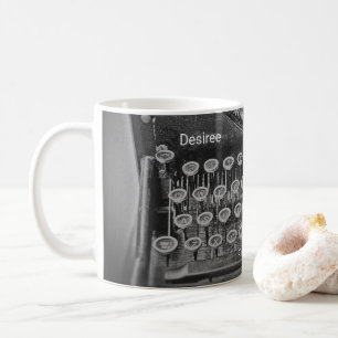 タイプライターフリーランスのライターヴィンテージアンティーク コーヒーマグカップ