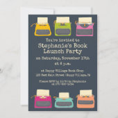 タイプライターブックローチ、文学的なテーマのパーティー 招待状 (正面)