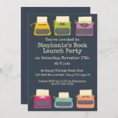 タイプライターブックローチ、文学的なテーマのパーティー 招待状 (正面/裏面)