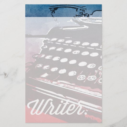 タイプライターブルーレッドアートのライターポップ・アートの 便箋 (正面)