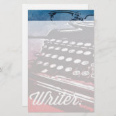 タイプライターブルーレッドアートのライターポップ・アートの 便箋 (正面/裏面)