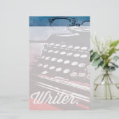 タイプライターブルーレッドアートのライターポップ・アートの 便箋 (スタンド正面)