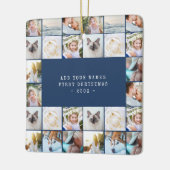 タイプライターミニマルのシンプルフォトコラージグリッド セラミックオーナメント (左)