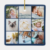 タイプライターミニマルのシンプルフォトコラージグリッド セラミックオーナメント (裏面)