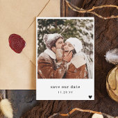 タイプライターミニマルフォントブラックハート写真 セーブザデート