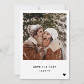 タイプライターミニマルフォントブラックハート写真 セーブザデート (正面)