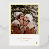 タイプライターミニマルフォント金ゴールドハート写真 箔招待状 (正面)