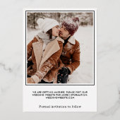 タイプライターミニマルフォント金ゴールドハート写真 箔招待状 (裏面)