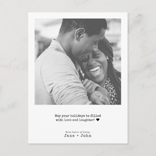 タイプライターミニマルメリークリスマスフォト シーズンポストカード (正面)