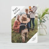 タイプライターモダンスクリプトクリスマスフォトホリデー シーズンカード (スタンド正面)