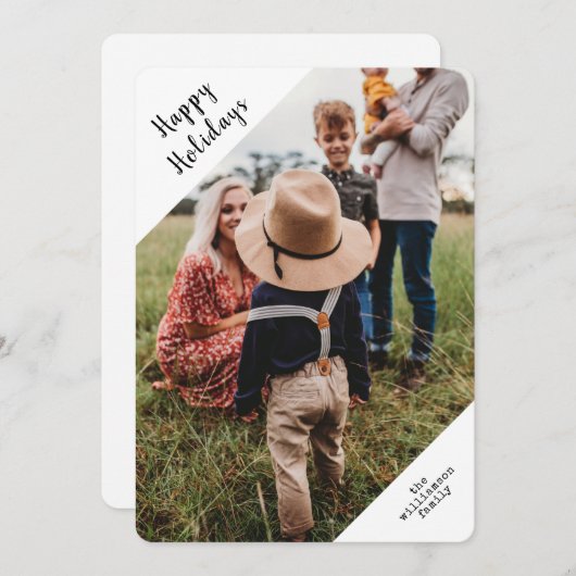 タイプライターモダンスクリプトクリスマスフォトホリデー シーズンカード (正面/裏面)