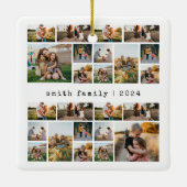 タイプライターモダンファミリーフォトコラージュ セラミックオーナメント (裏面)