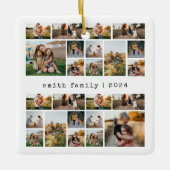 タイプライターモダンファミリーフォトコラージュ セラミックオーナメント (正面)