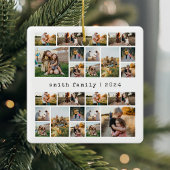 タイプライターモダンファミリーフォトコラージュ セラミックオーナメント