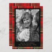 タイプライターモダンレッドと金ゴールドの格子模様の写真 シーズンカード (正面/裏面)