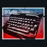 タイプライター付きブルーレッドアートポップ・アートのポスター ポスター<br><div class="desc">青カッコいいと赤の作家ポップ・アートののためのレトロなアートデザインで、ヴィンテージタイプライターと「ライター」という言葉を特徴としている。「作家」「作家」「小説」「作家への贈り物」「タイプライター」「ヴィンテージタイプライター」「アンティーク」「赤と青」「書籍」「作家」「書庫」「書庫」「書道」「アート」「レトロポップ・アートのアート」「アーポップ・アートのト」「カッコいいポップ・アートのア」</div>