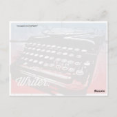 タイプライター付きブルーレッドアーポップ・アートのト ポストカード (裏面)