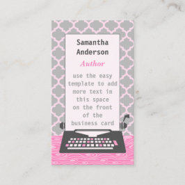 タイプライター作家モダンレトログレーピンク 名刺