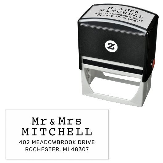 タイプライター夫妻のパーソナライズされた差出人住所 セルフインキングスタンプ (インサイチュ)