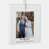 タイプライター夫妻のモダンフォント赤いハート写真 セラミックオーナメント (右)