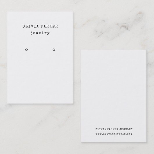 タイプライター文字オン白 |イヤリングディスプレイカード 名刺 (正面/裏面)