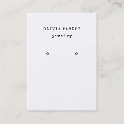 タイプライター文字オン白 |イヤリングディスプレイカード 名刺 (正面)