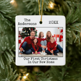 タイプライター文字フォト初めてのクリスマスニューホーム セラミックオーナメント