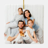 タイプライター文字ブルー初めてのクリスマスニューホーム セラミックオーナメント (裏面)