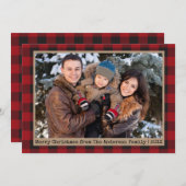 タイプライター文字プレイドクリスマスファミリーフォトクラフト シーズンカード (正面/裏面)