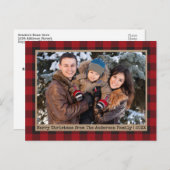 タイプライター文字プレイドクリスマスファミリーフォトクラフト ポストカード (正面/裏面)