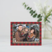 タイプライター文字プレイドクリスマスファミリーフォトクラフト ポストカード (スタンド正面)