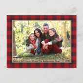 タイプライター文字プレイドファミリーフォトクラフトホリデー ポストカード (正面)