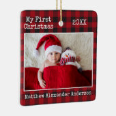 タイプライター文字プレイドマイ初めてのクリスマスベビー セラミックオーナメント (右)