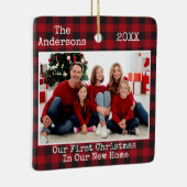 タイプライター文字プレイド初めてのクリスマスニューホーム セラミックオーナメント (右)