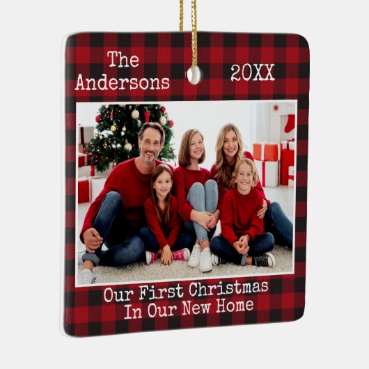 タイプライター文字プレイド初めてのクリスマスニューホーム セラミックオーナメント (右)