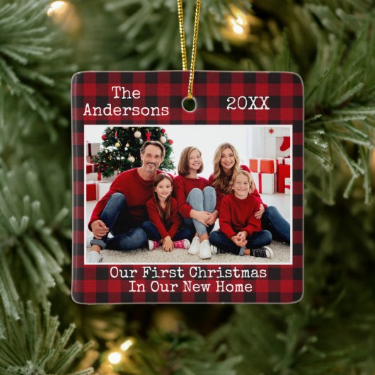 タイプライター文字プレイド初めてのクリスマスニューホーム セラミックオーナメント (ツリー)