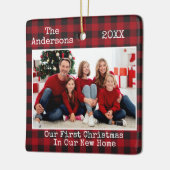 タイプライター文字プレイド初めてのクリスマスニューホーム セラミックオーナメント (左)