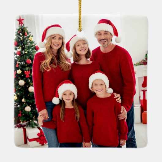 タイプライター文字プレイド初めてのクリスマスニューホーム セラミックオーナメント (裏面)