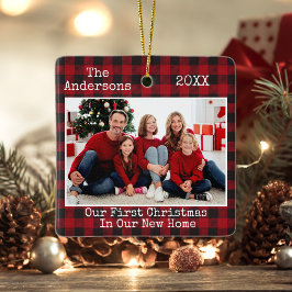 タイプライター文字プレイド初めてのクリスマスニューホーム セラミックオーナメント