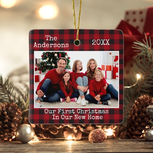 タイプライター文字プレイド初めてのクリスマスニューホーム セラミックオーナメント