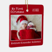 タイプライター文字マイ初めてのクリスマスベビーレッド セラミックオーナメント (右)