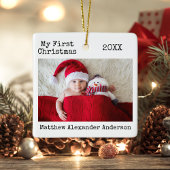 タイプライター文字マイ初めてのクリスマスベビー セラミックオーナメント